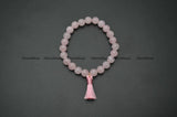 Rose Quartz Stone Bead Bracelet with Tassel Charm