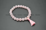 Rose Quartz Stone Bead Bracelet with Tassel Charm