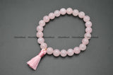 Rose Quartz Stone Bead Bracelet with Tassel Charm