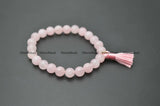 Rose Quartz Stone Bead Bracelet with Tassel Charm