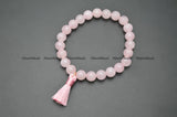 Rose Quartz Stone Bead Bracelet with Tassel Charm