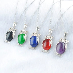Rose Quartz Agate Stone Tiny Owl Pendants Reiki Lucky Animal Jewelry Necklaces