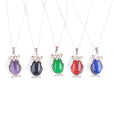 Rose Quartz Agate Stone Tiny Owl Pendants Reiki Lucky Animal Jewelry Necklaces