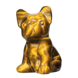 Rose Quartz Dog Figurine Tiger's Eye Stone Puppy Statue Home Office Decor