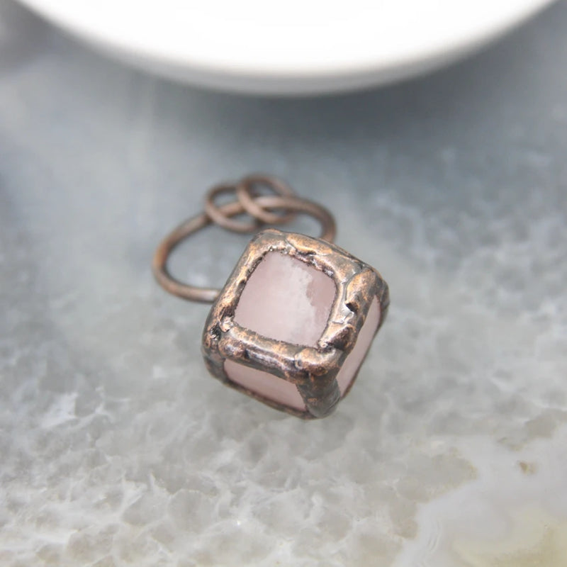 Rose Quartz Aventurine Amethyst Tiger Eye Square Stone Pendants