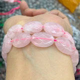 Rose Quartz Faceted Oval Beads 15'' DIY Loose Beads