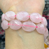 Rose Quartz Faceted Oval Beads 15'' DIY Loose Beads