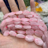 Rose Quartz Faceted Oval Beads 15'' DIY Loose Beads