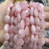 Rose Quartz Faceted Oval Beads 15'' DIY Loose Beads