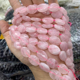 Rose Quartz Faceted Oval Beads 15'' DIY Loose Beads