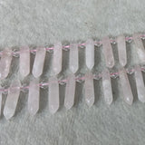 Rose Quartz Sticks Crystal Point Shape Beads 15'' DIY Loose Beads