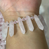 Rose Quartz Sticks Crystal Point Shape Beads 15'' DIY Loose Beads