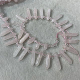 Rose Quartz Sticks Crystal Point Shape Beads 15'' DIY Loose Beads