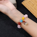 Rose Quartz Beads Bracelet Pink Stone Bangle Charm Jewelry Gift