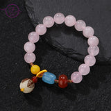 Rose Quartz Beads Bracelet Pink Stone Bangle Charm Jewelry Gift
