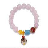 Rose Quartz Beads Bracelet Pink Stone Bangle Charm Jewelry Gift