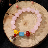 Rose Quartz Beads Bracelet Pink Stone Bangle Charm Jewelry Gift