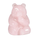 Rose Quartz Bear Healing Crystal Statue Hand-Carved Animal Figurine