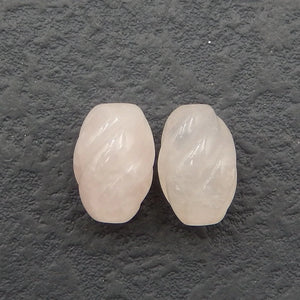 Rose Quartz Carved High Earrings Bead 15x10mm