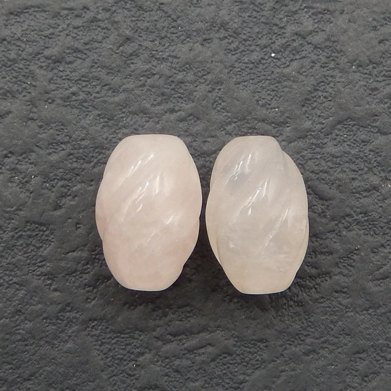 Rose Quartz Carved High Earrings Bead 15x10mm