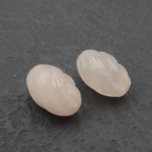 Rose Quartz Carved High Earrings Bead 15x10mm