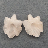 Rose Quartz Carved Flower High Earrings Bead 29x28x10mm