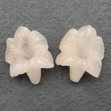 Rose Quartz Carved Flower High Earrings Bead 29x28x10mm