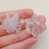 Rose Quartz Carved Flower High Earrings Bead 29x28x10mm
