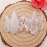 Rose Quartz Carved Flower High Earrings Bead 29x28x10mm