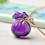 Rose Quartz Citrine Amethyst Crystal Pendant Necklace