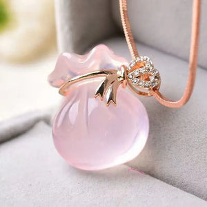 Rose Quartz Citrine Amethyst Crystal Pendant Necklace