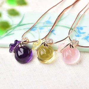 Rose Quartz Citrine Amethyst Crystal Pendant Necklace