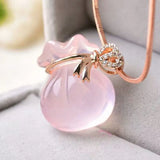 Rose Quartz Citrine Amethyst Crystal Pendant Necklace