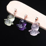 Rose Quartz Citrine Amethyst Angel Pendant Necklace Women Men Jewelry