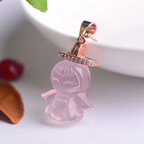 Rose Quartz Citrine Amethyst Angel Pendant Necklace Women Men Jewelry