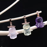 Rose Quartz Citrine Amethyst Angel Pendant Necklace Women Men Jewelry