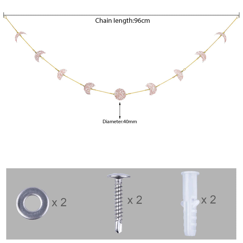 Rose Quartz Crystal Moon Hanging Ornament - Healing Wall Art