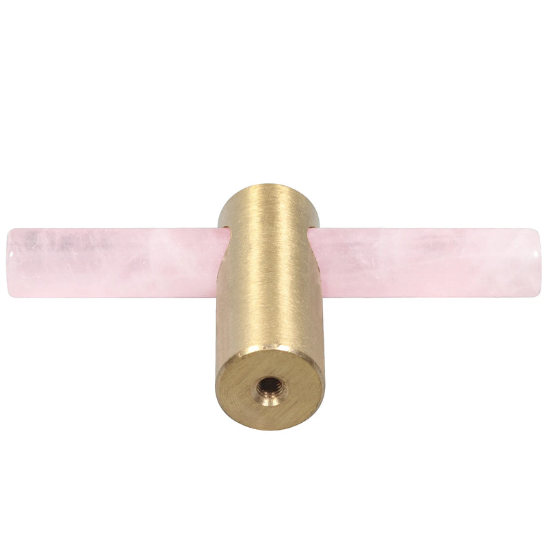Rose Quartz Cabinet Drawer Pulls Knobs Brass Handle Hooks