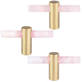 Rose Quartz Cabinet Drawer Pulls Knobs Brass Handle Hooks