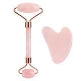 Rose Quartz Face Roller Body Massager Healing Crystal Pink Gua Sha Set