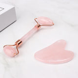 Rose Quartz Face Roller Body Massager Healing Crystal Pink Gua Sha Set