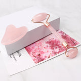 Rose Quartz Face Roller Body Massager Healing Crystal Pink Gua Sha Set