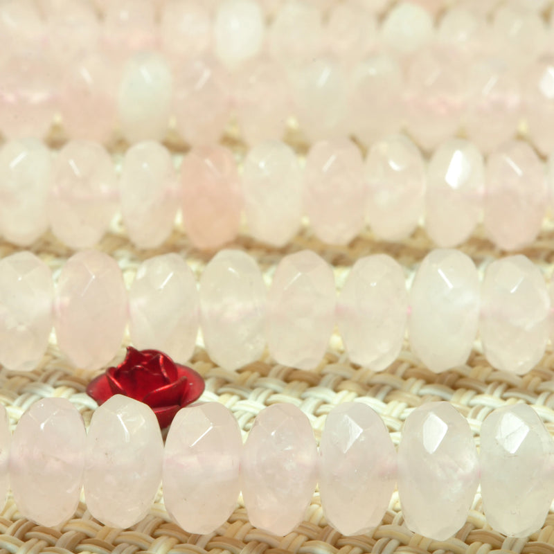Rose Quartz Faceted Rondelle Loose Beads Gemstone DIY Jewelry Making