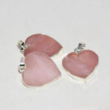 Rose Quartz Heart Pendant Pink Crystal Stone Necklace
