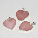 Rose Quartz Heart Pendant Pink Crystal Stone Necklace