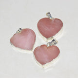Rose Quartz Heart Pendant Pink Crystal Stone Necklace