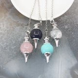 Rose Quartz Labradorite Pendulum for Dowsing Divination
