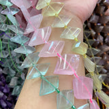 Rose Lemon Fluortie Stone Beads Rhombus Square 15'' DIY Jewelry Making