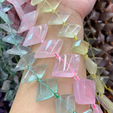 Rose Lemon Fluortie Stone Beads Rhombus Square 15'' DIY Jewelry Making