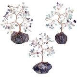 Rose Quartz Money Tree Reiki Healing Crystal Tree with Amethyst Base